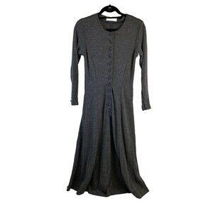 Anteprima Long Sleeve Flare Midi Dress Gray Wool Blend Button Down Womens Small